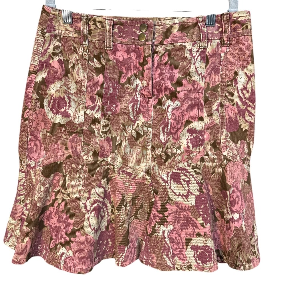 Ann Taylor LOFT Floral Corduroy Skirt 6P Y2K-era CoInspired Rose Coquette Fairy